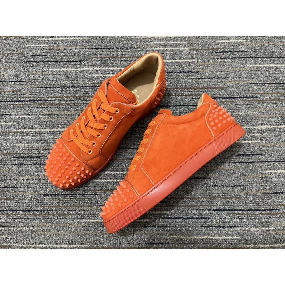 Cheap Christian Louboutin Seavaste 2 Orlato Flat Low-top Sneakers Suede Orange