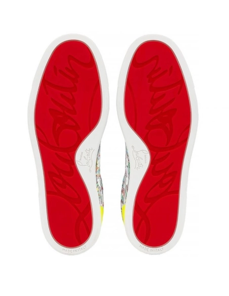 Discount Christian Louboutin Fun Vieira Low-top Sneakers Fluo Yellow Calf Leather Outlet