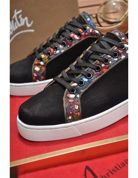 Knockoff Christian Louboutin Men Sneakers Low-top Veau Velours Black, Fake CL Shoes