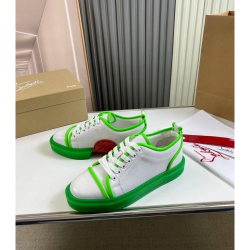 Fake Christian Louboutin Adolon Junior Low-Top Sneakers Leather Neon Green, Knockoff Christian Louboutin Shoes