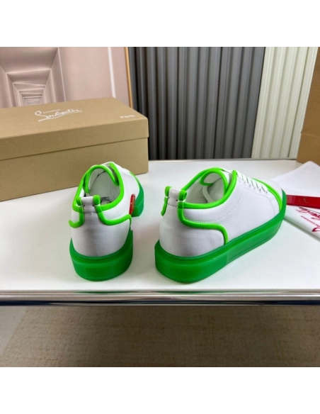 Fake Christian Louboutin Adolon Junior Low-Top Sneakers Leather Neon Green, Knockoff Christian Louboutin Shoes