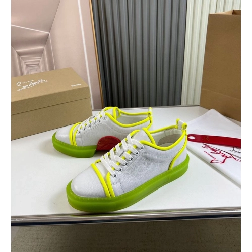 Replica Christian Louboutin Adolon Junior Low-Top Sneakers Leather Neon Yellow