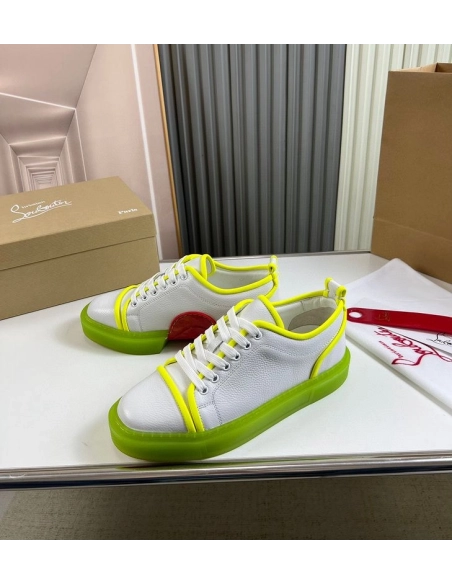 Replica Christian Louboutin Adolon Junior Low-Top Sneakers Leather Neon Yellow