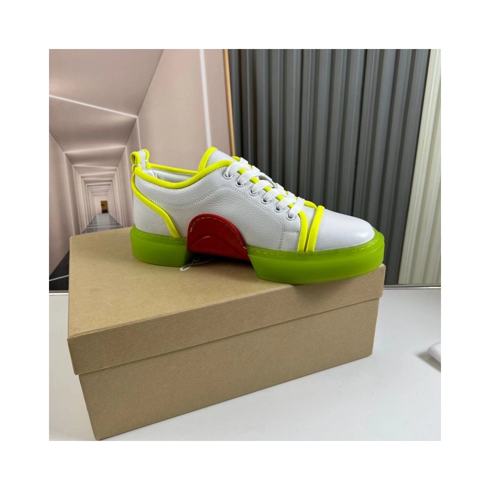Replica Christian Louboutin Adolon Junior Low-Top Sneakers Leather Neon Yellow