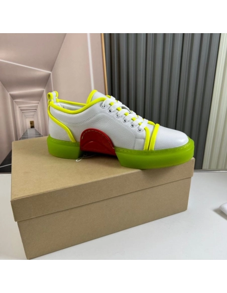Replica Christian Louboutin Adolon Junior Low-Top Sneakers Leather Neon Yellow