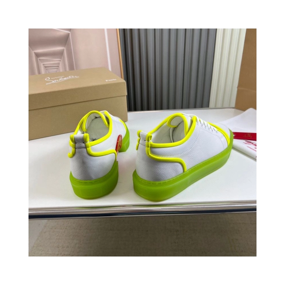 Replica Christian Louboutin Adolon Junior Low-Top Sneakers Leather Neon Yellow