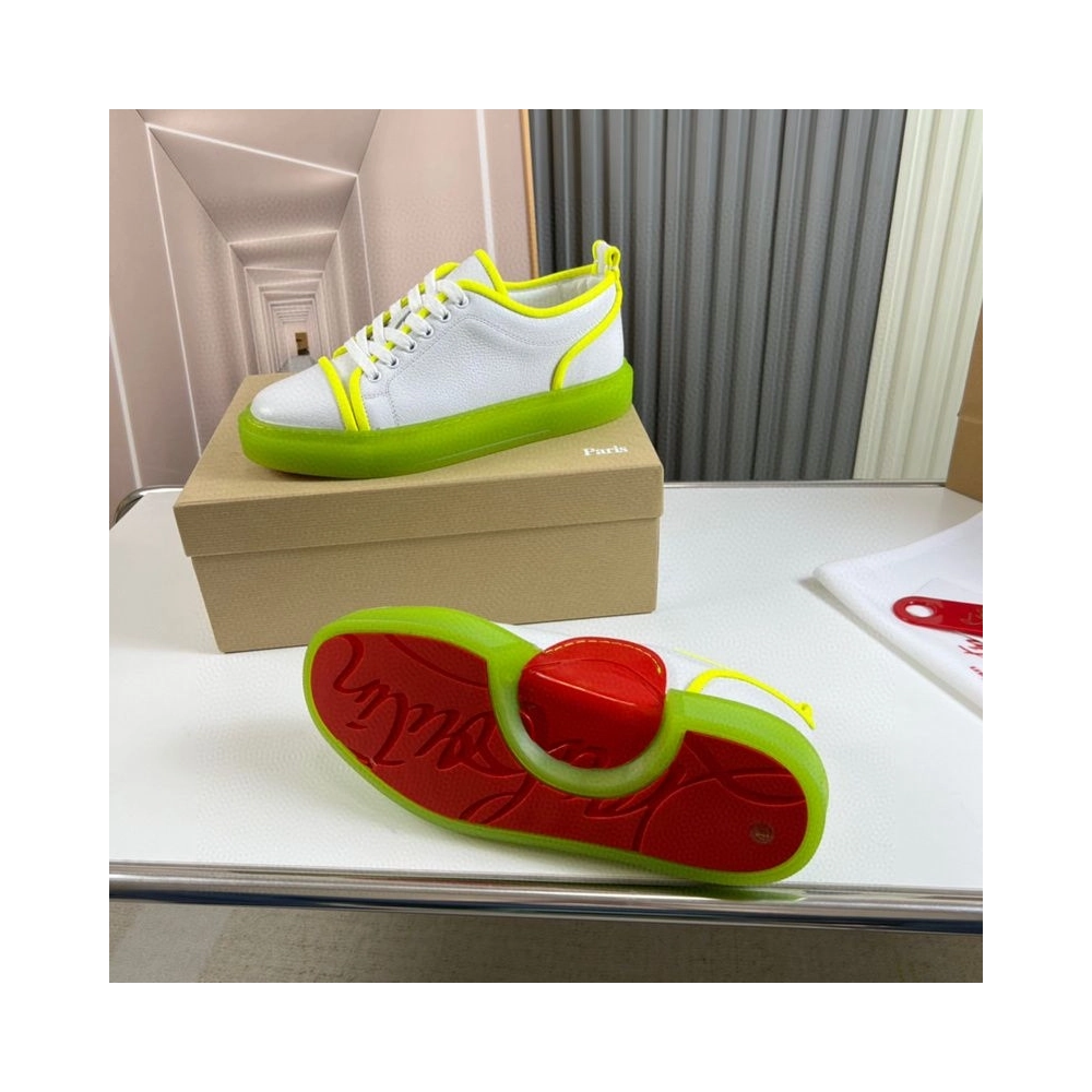 Replica Christian Louboutin Adolon Junior Low-Top Sneakers Leather Neon Yellow
