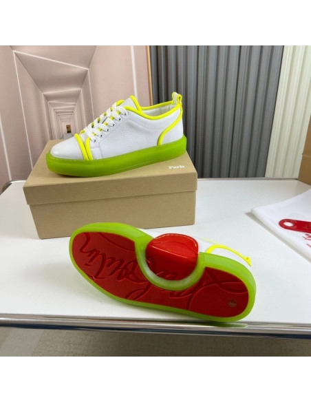 Replica Christian Louboutin Adolon Junior Low-Top Sneakers Leather Neon Yellow