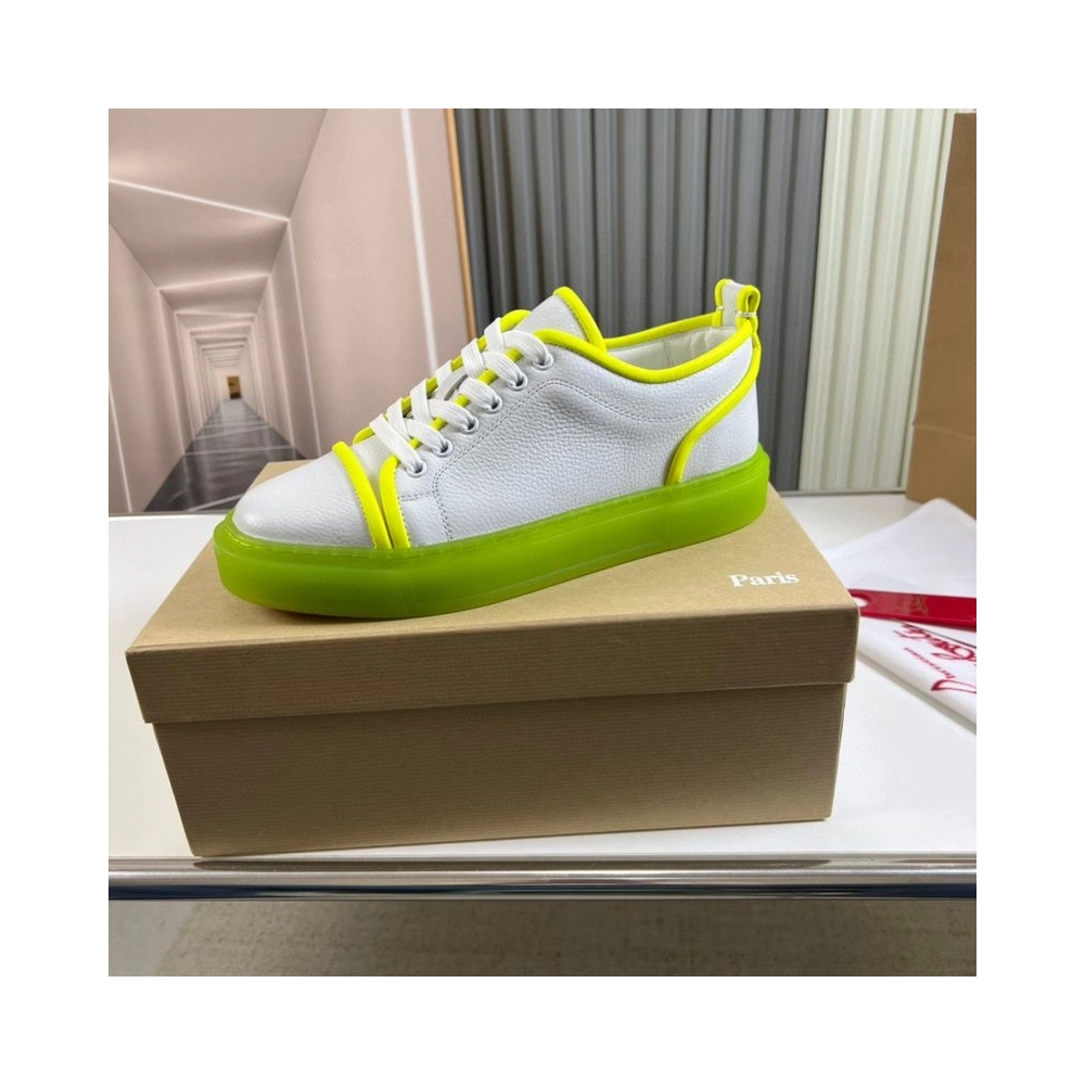 Replica Christian Louboutin Adolon Junior Low-Top Sneakers Leather Neon Yellow
