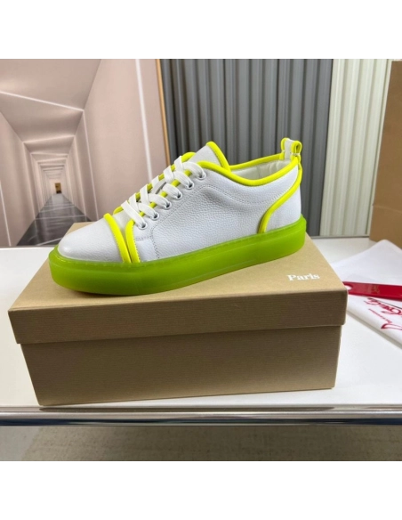 Replica Christian Louboutin Adolon Junior Low-Top Sneakers Leather Neon Yellow