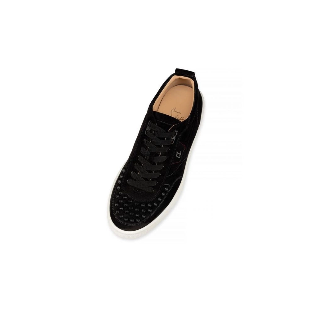 cheap Christian Louboutin Low-top Happyrui Spikes Black/black Mat Velours Sneaker sale