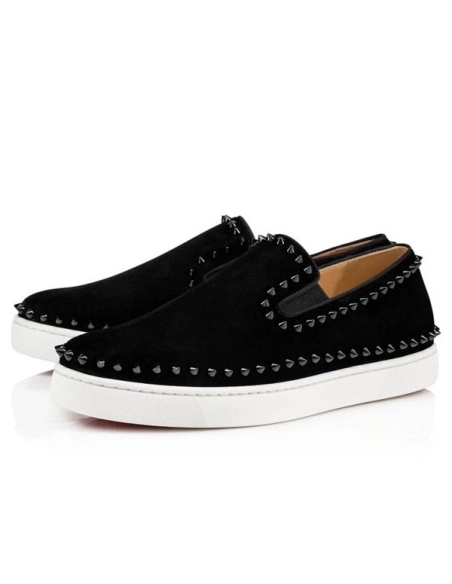 cheap Christian Louboutin Low-top Pik Boat Black/black Veau Velours Sneaker sale