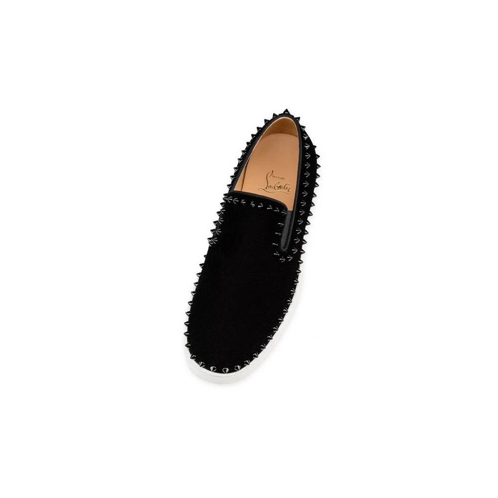 cheap Christian Louboutin Low-top Pik Boat Black/black Veau Velours Sneaker sale