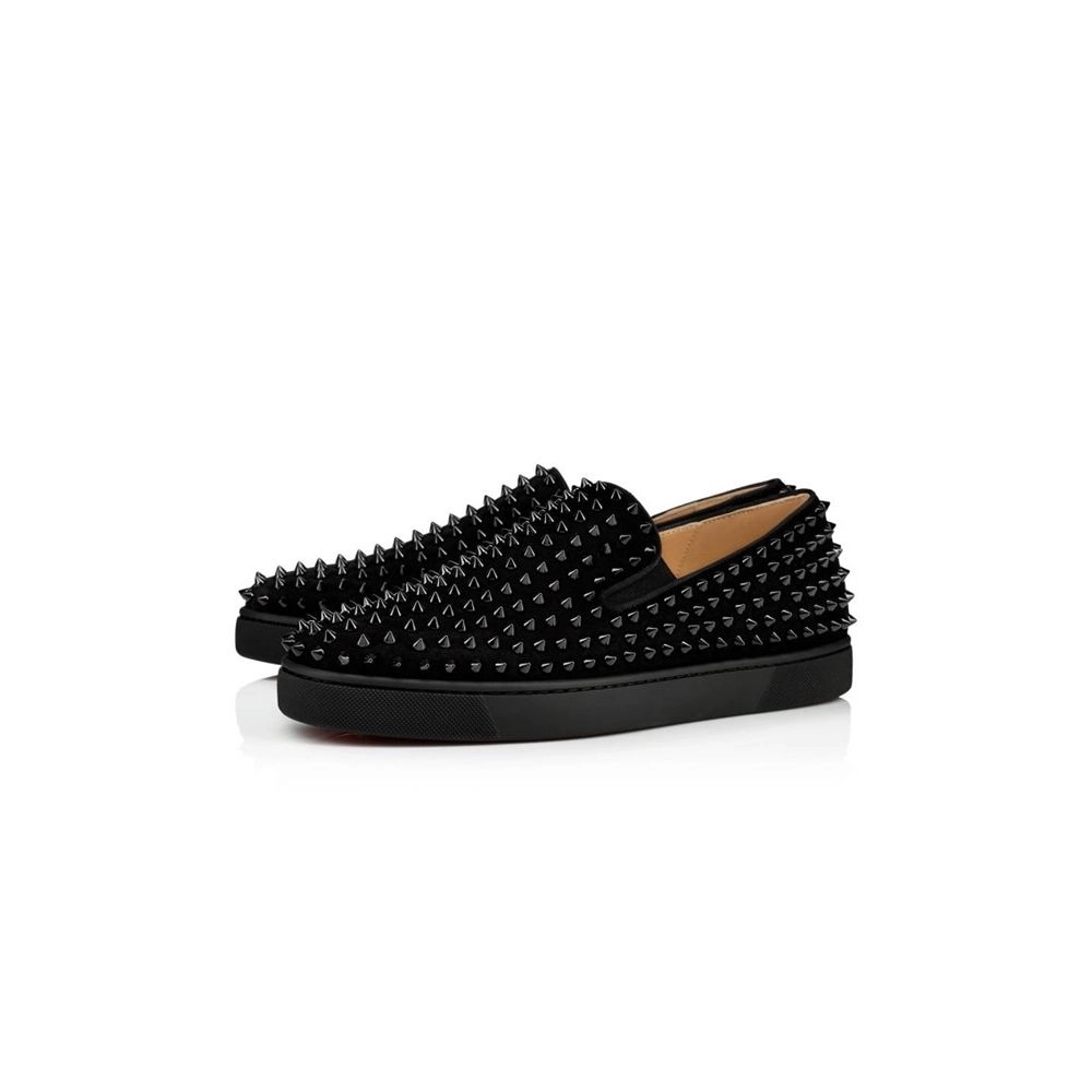 cheap Christian Louboutin Low-top Roller-boat Black/black/bk Veau Velours Sneaker sale