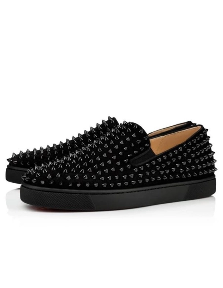cheap Christian Louboutin Low-top Roller-boat Black/black/bk Veau Velours Sneaker sale