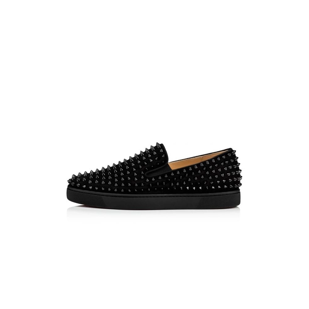 cheap Christian Louboutin Low-top Roller-boat Black/black/bk Veau Velours Sneaker sale