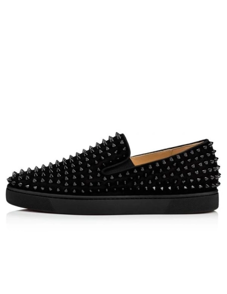 cheap Christian Louboutin Low-top Roller-boat Black/black/bk Veau Velours Sneaker sale