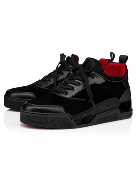 cheap Christian Louboutin Low-top Aurelien Black Veau Velours Sneaker sale