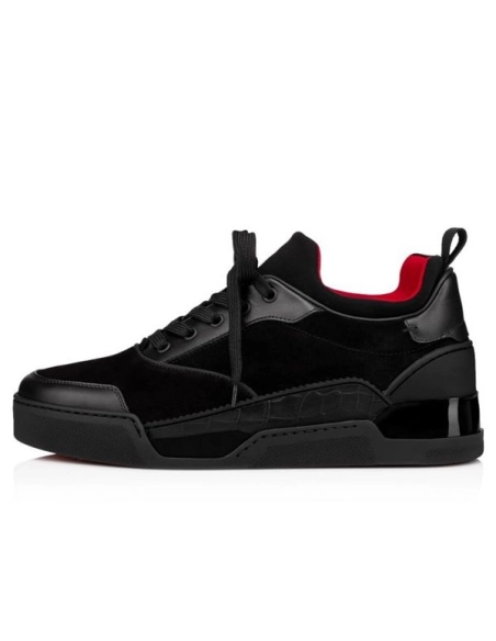 cheap Christian Louboutin Low-top Aurelien Black Veau Velours Sneaker sale