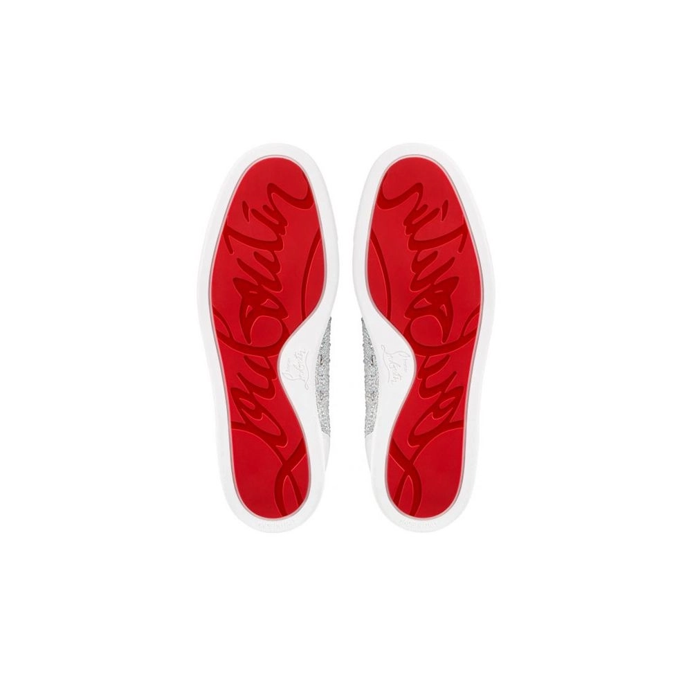 cheap Christian Louboutin Low-top Louis Junior ST Version Bianco Strass Sneaker sale