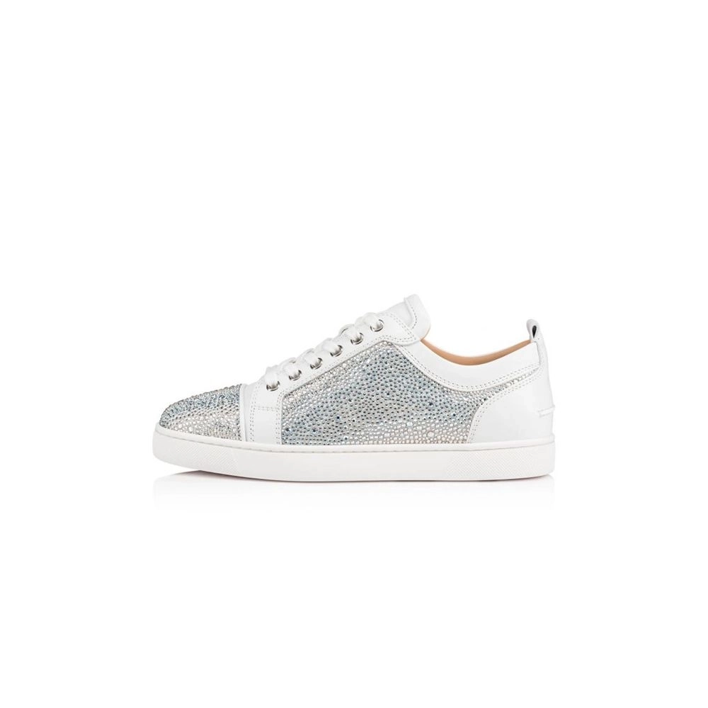 cheap Christian Louboutin Low-top Louis Junior ST Version Bianco Strass Sneaker sale