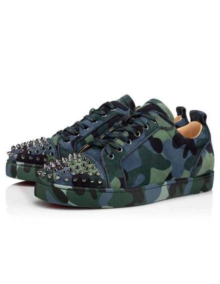cheap Christian Louboutin Low-top Louis Junior Spikes Orlato Multi/gun Metal Veau Velours Sneaker sale