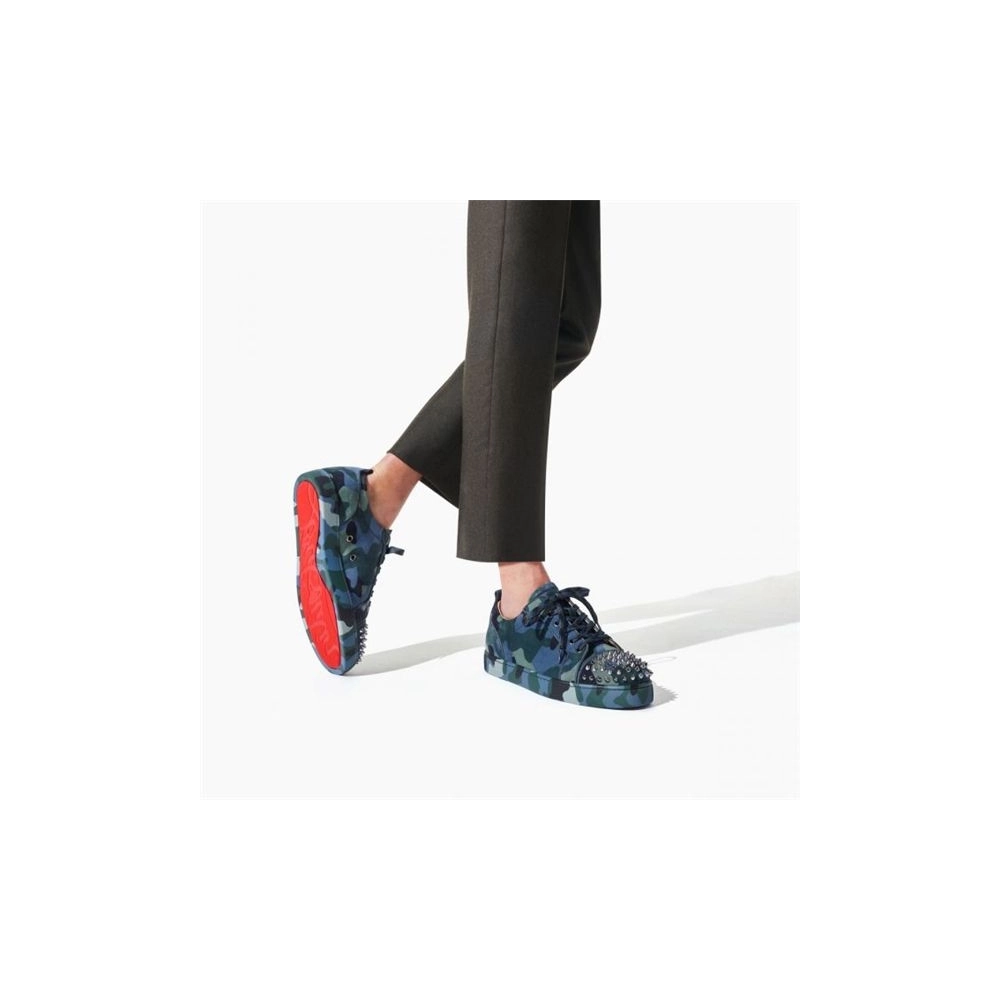 cheap Christian Louboutin Low-top Louis Junior Spikes Orlato Multi/gun Metal Veau Velours Sneaker sale