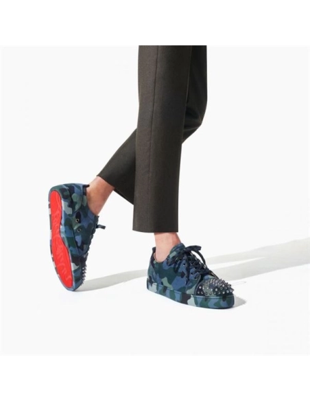 cheap Christian Louboutin Low-top Louis Junior Spikes Orlato Multi/gun Metal Veau Velours Sneaker sale