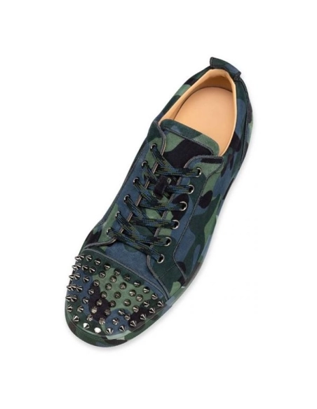 cheap Christian Louboutin Low-top Louis Junior Spikes Orlato Multi/gun Metal Veau Velours Sneaker sale