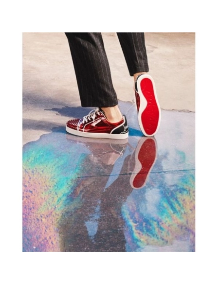 cheap Christian Louboutin Low-top Fun Louis Junior Spikes Version Loubi/black Leather Sneaker sale