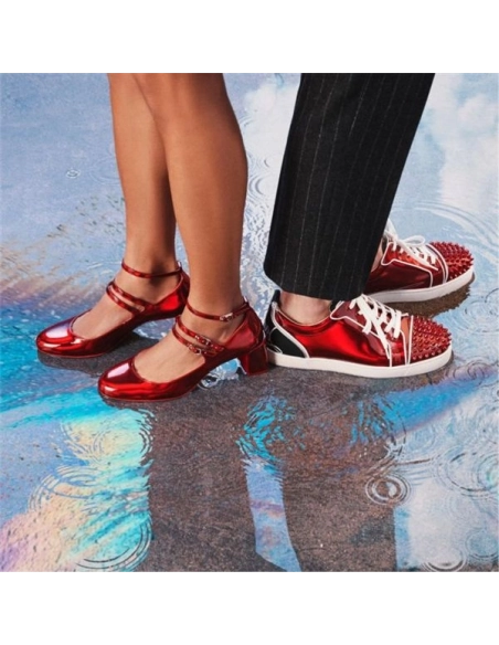 cheap Christian Louboutin Low-top Fun Louis Junior Spikes Version Loubi/black Leather Sneaker sale