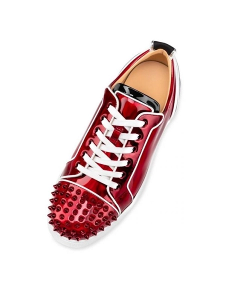 cheap Christian Louboutin Low-top Fun Louis Junior Spikes Version Loubi/black Leather Sneaker sale