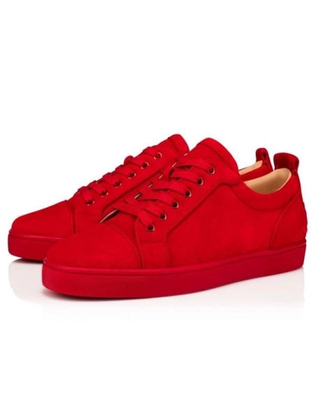 cheap Christian Louboutin Low-top Fun Louis Junior Red Loubi Veau Velours Sneaker sale