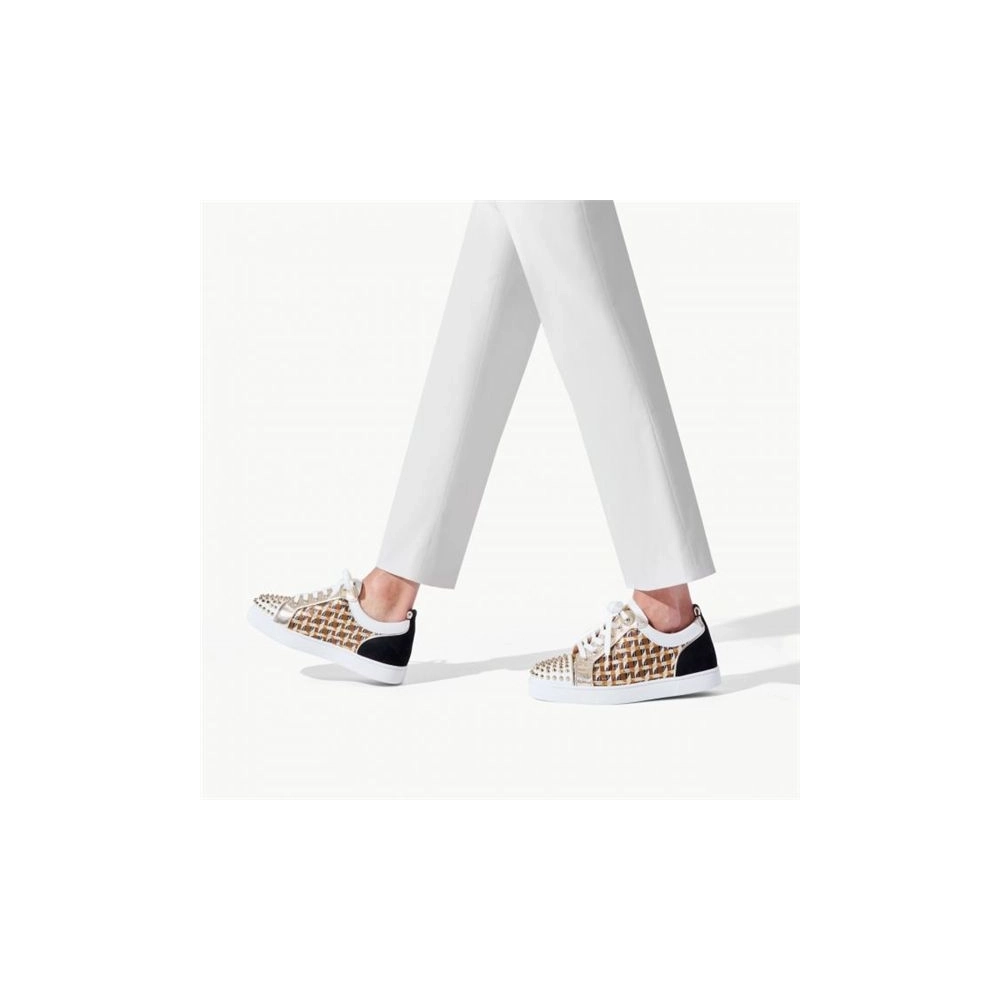 cheap Christian Louboutin Low-top Louis Junior Spikes Orlato Version Multi Calf  For Men sale