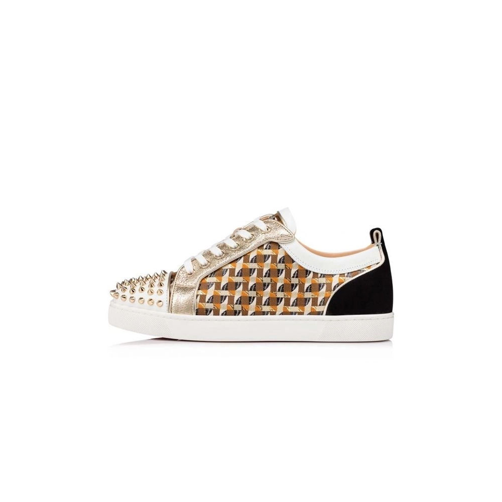 cheap Christian Louboutin Low-top Louis Junior Spikes Orlato Version Multi Calf  For Men sale