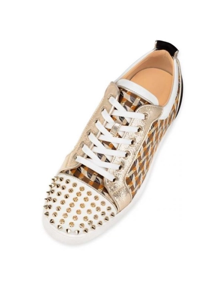 cheap Christian Louboutin Low-top Louis Junior Spikes Orlato Version Multi Calf  For Men sale