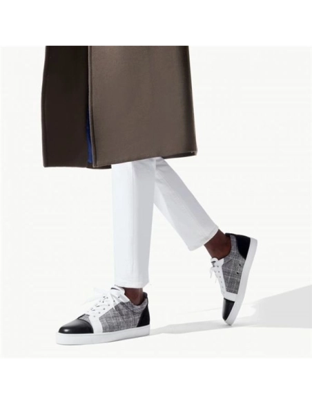 cheap Christian Louboutin Low-top Louis Junior Orlato Version Grey Velvet Sneaker sale