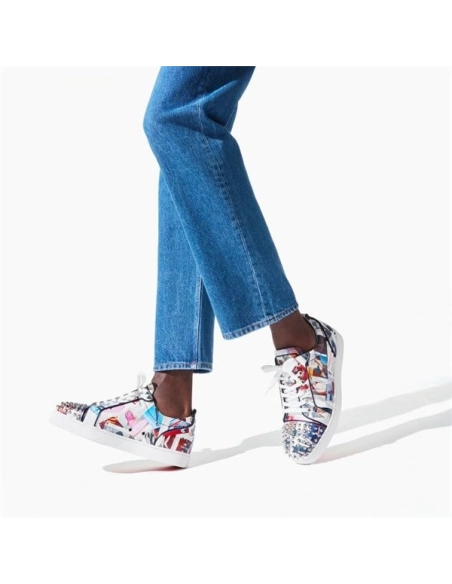 cheap Christian Louboutin Low-top Louis Junior Spikes Multi/black Calf Sneaker sale