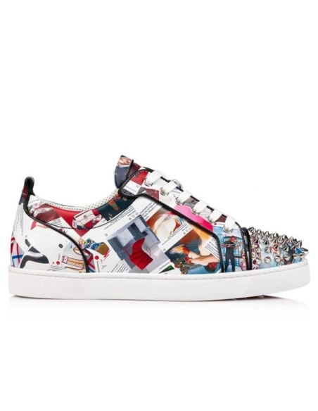cheap Christian Louboutin Low-top Louis Junior Spikes Multi/black Calf Sneaker sale