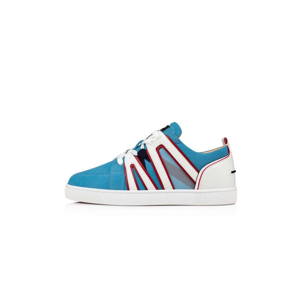 cheap Christian Louboutin Low-top Vida Viva LT Blue Version Panorama Suede sale