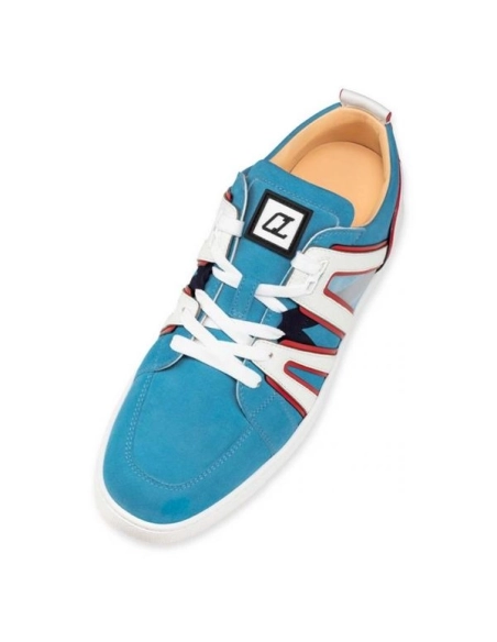 cheap Christian Louboutin Low-top Vida Viva LT Blue Version Panorama Suede sale