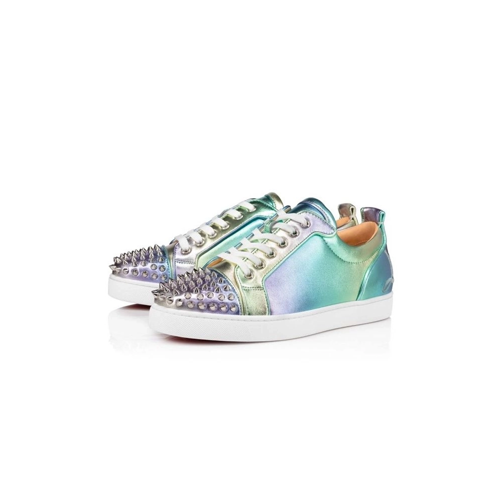 cheap Christian Louboutin Low Top Fun Louis Junior Spikes Orlato Multi/silver Nappa Sneaker sale