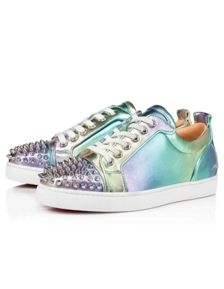 cheap Christian Louboutin Low Top Fun Louis Junior Spikes Orlato Multi/silver Nappa Sneaker sale
