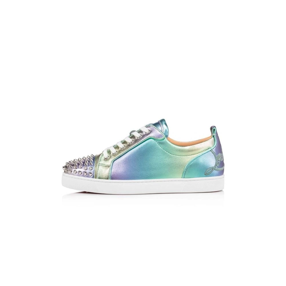 cheap Christian Louboutin Low Top Fun Louis Junior Spikes Orlato Multi/silver Nappa Sneaker sale