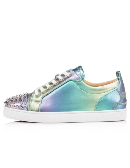 cheap Christian Louboutin Low Top Fun Louis Junior Spikes Orlato Multi/silver Nappa Sneaker sale