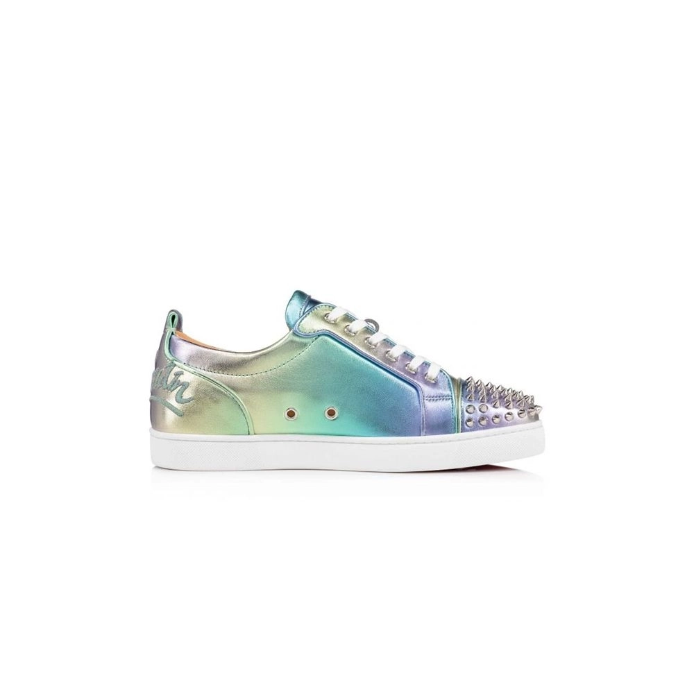 cheap Christian Louboutin Low Top Fun Louis Junior Spikes Orlato Multi/silver Nappa Sneaker sale