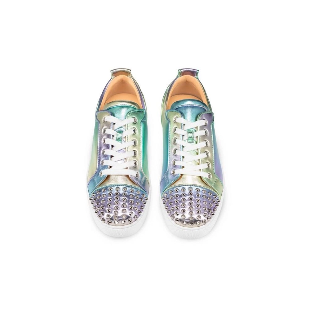 cheap Christian Louboutin Low Top Fun Louis Junior Spikes Orlato Multi/silver Nappa Sneaker sale