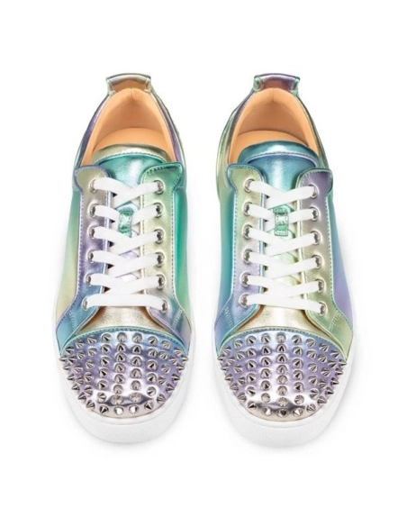 cheap Christian Louboutin Low Top Fun Louis Junior Spikes Orlato Multi/silver Nappa Sneaker sale