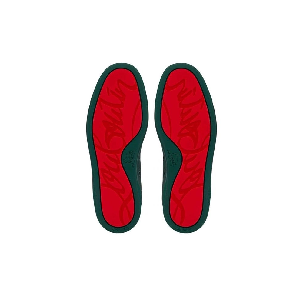 cheap Christian Louboutin Low Top Louis Junior SP Verveine/verveine Mat Suede Leather sale