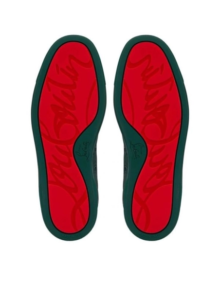 cheap Christian Louboutin Low Top Louis Junior SP Verveine/verveine Mat Suede Leather sale